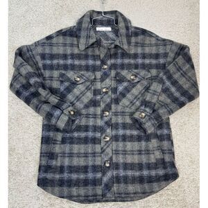 Becool Women's Thick Button Up‎ Flannel Shirt Shacket Jacket Size S/M Pockets